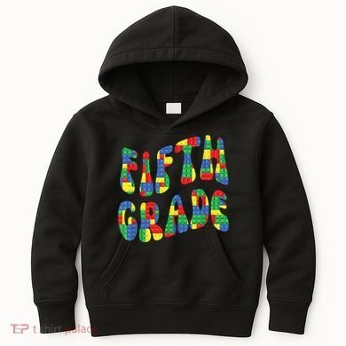 Building Bricks Fifth Grade 5 Boy Teacher Master Builder Kids Hoodie