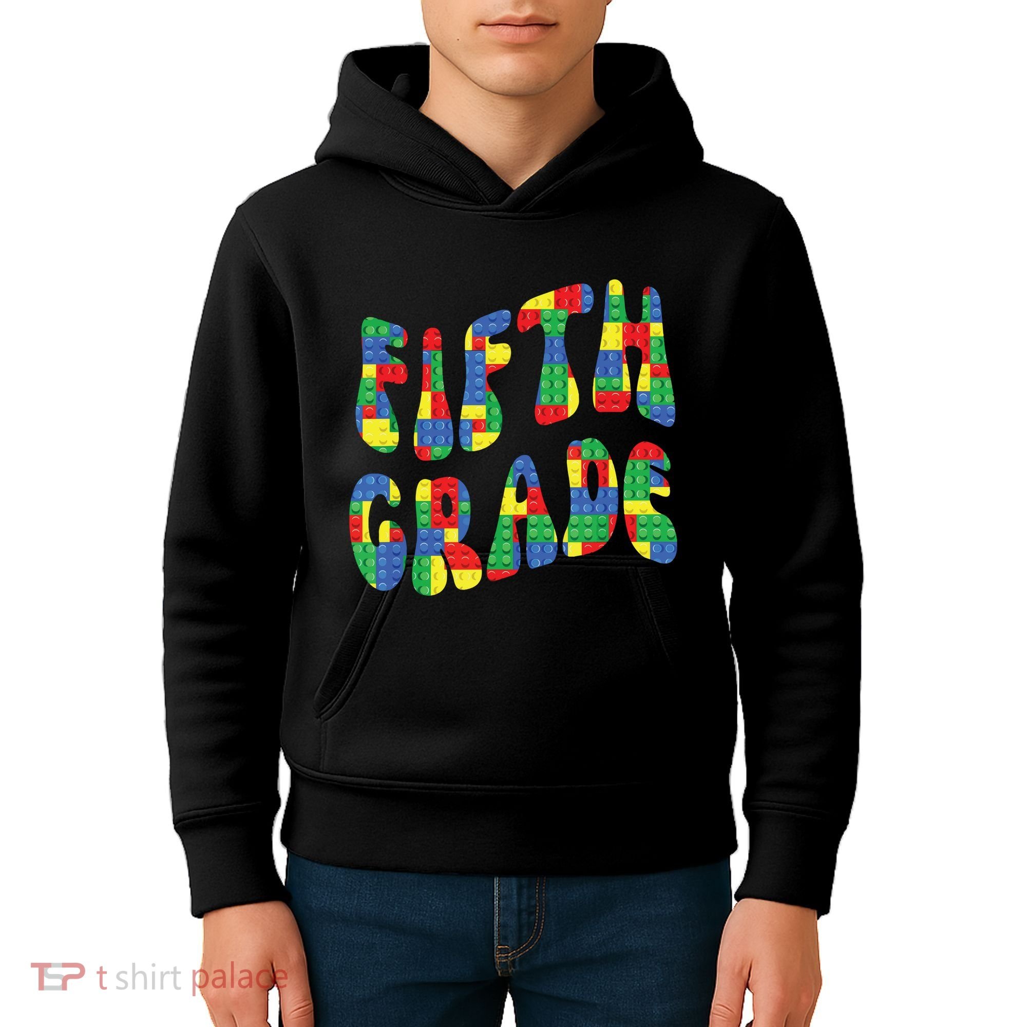 Building Bricks Fifth Grade 5 Boy Teacher Master Builder Kids Hoodie
