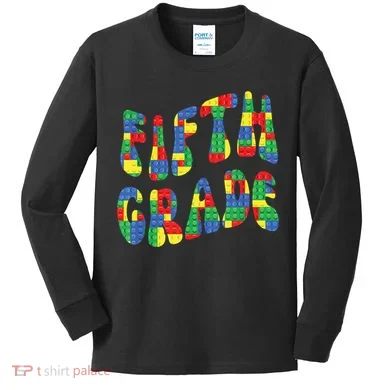Building Bricks Fifth Grade 5 Boy Teacher Master Builder Kids Long Sleeve Shirt