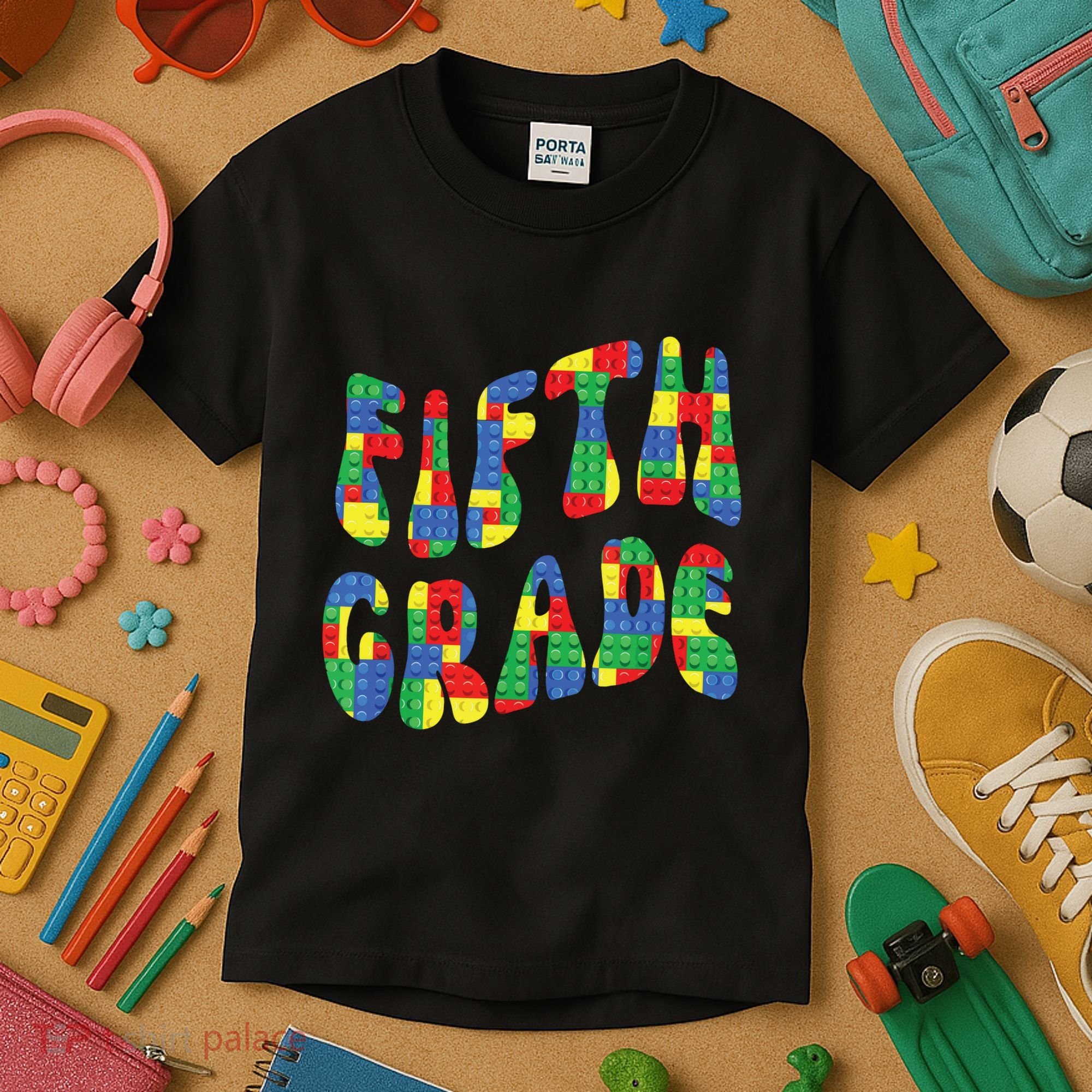 Building Bricks Fifth Grade 5 Boy Teacher Master Builder Kids T-Shirt