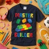 Brick Builder Funny Blocks Building Master Builder Toys Kids T-Shirt thumb 3