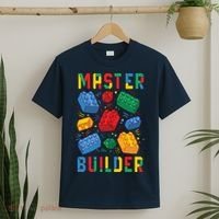 Brick Builder Funny Blocks Master Builder T-Shirt thumb 2