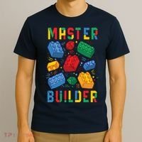 Brick Builder Funny Blocks Master Builder T-Shirt thumb 3