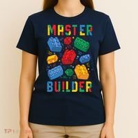 Brick Builder Funny Blocks Master Builder T-Shirt thumb 4