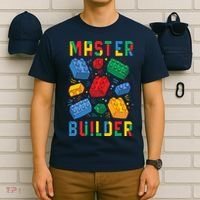 Brick Builder Funny Blocks Master Builder T-Shirt thumb 6