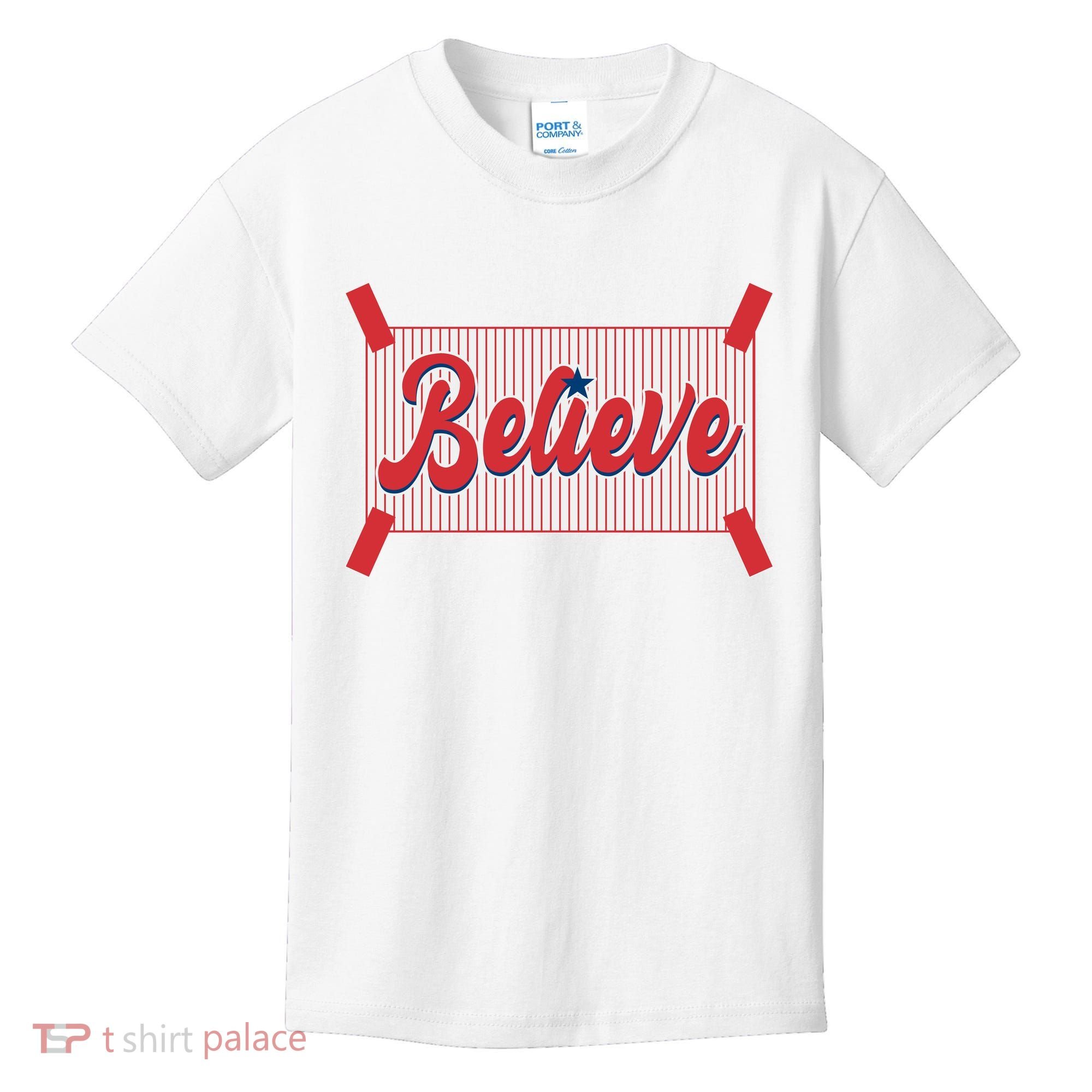Believe Baseball Fan Philadelphia Baseball Kids T-Shirt