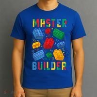 Brick Builder Funny Blocks Master Builder Gift T-Shirt thumb 3