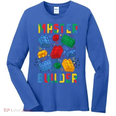Brick Builder Funny Blocks Master Builder Gift Women's Long Sleeve Shirt