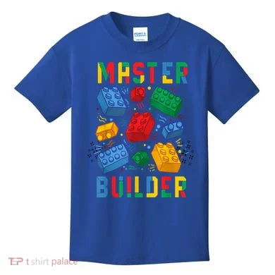 Brick Builder Funny Blocks Master Builder Gift Kids T-Shirt