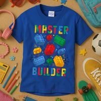 Brick Builder Funny Blocks Master Builder Gift Kids T-Shirt thumb 3