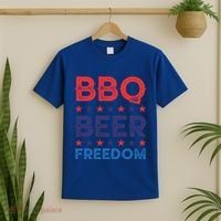 Bbq Beer Freedom Funny America Usa Party 4th Of July Summer Gift T-Shirt thumb 2
