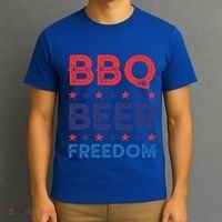Bbq Beer Freedom Funny America Usa Party 4th Of July Summer Gift T-Shirt thumb 3