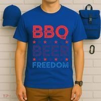 Bbq Beer Freedom Funny America Usa Party 4th Of July Summer Gift T-Shirt thumb 6