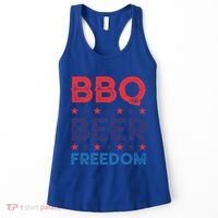 Bbq Beer Freedom Funny America Usa Party 4th Of July Summer Gift Women's Tank Top thumb 0
