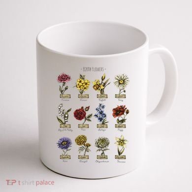 Botanical Birth Flower Vintage Flowers Floral Coffee Mug back