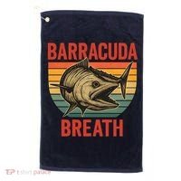 Barracuda Breath Funny Fishing Golf Towel thumb 0