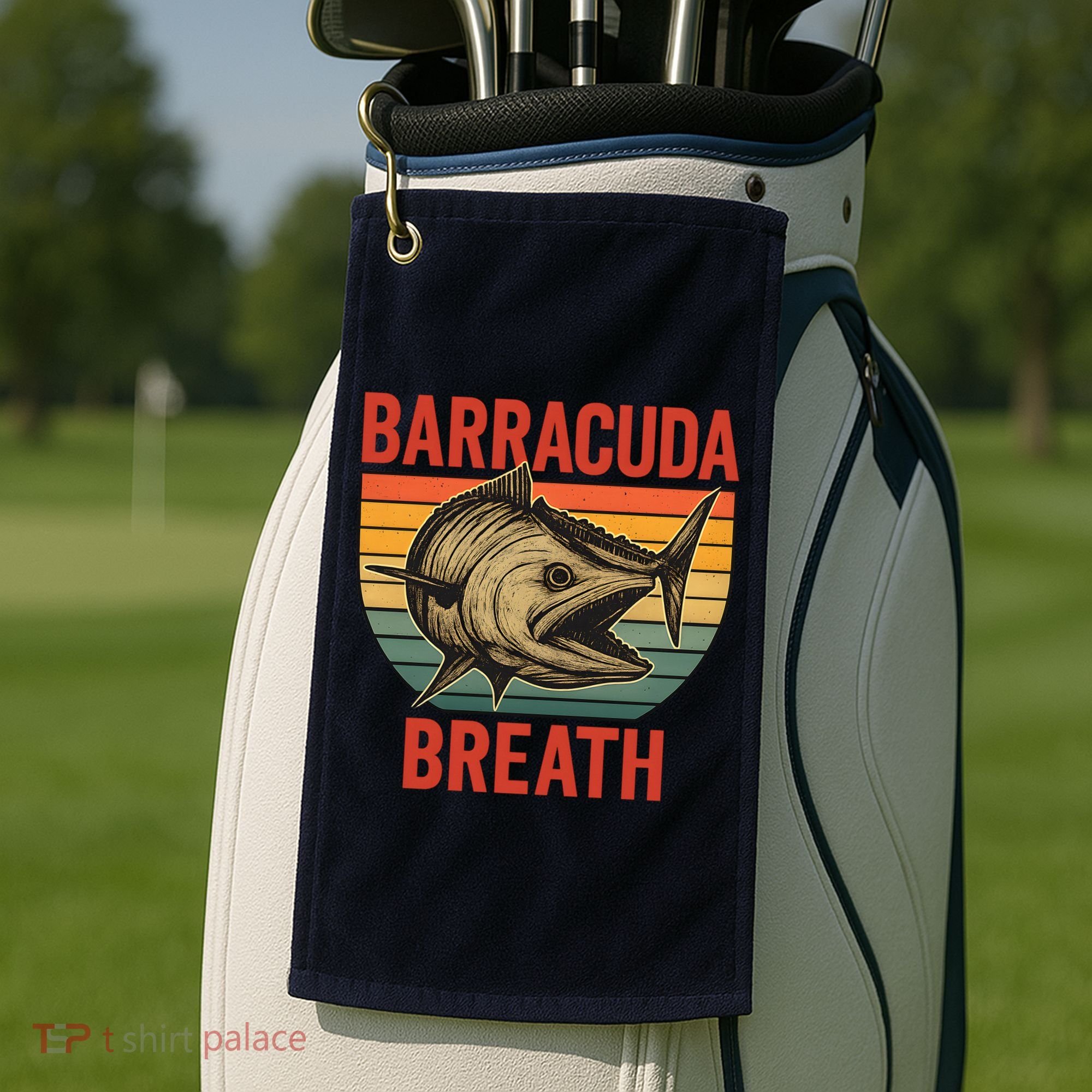 Barracuda Breath Funny Fishing Golf Towel