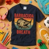 Barracuda Breath Funny Fishing Kids T-Shirt thumb 3