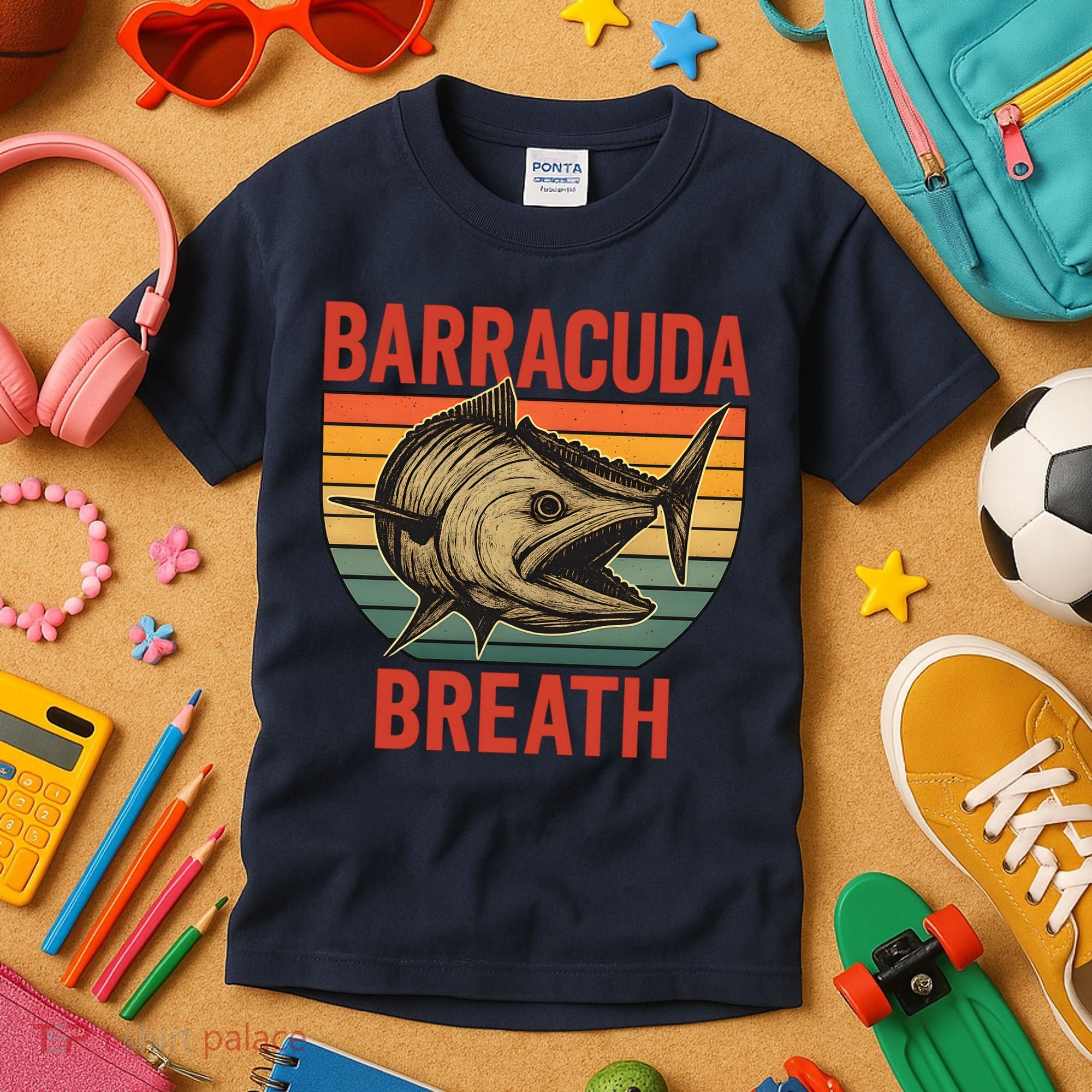 Barracuda Breath Funny Fishing Kids T-Shirt