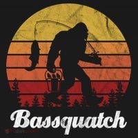 Bassquatch Bigfoot Fishing Outdoor Retro Sunset T-Shirt thumb 7