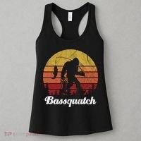 Bassquatch Bigfoot Fishing Outdoor Retro Sunset Women's Tank Top thumb 3