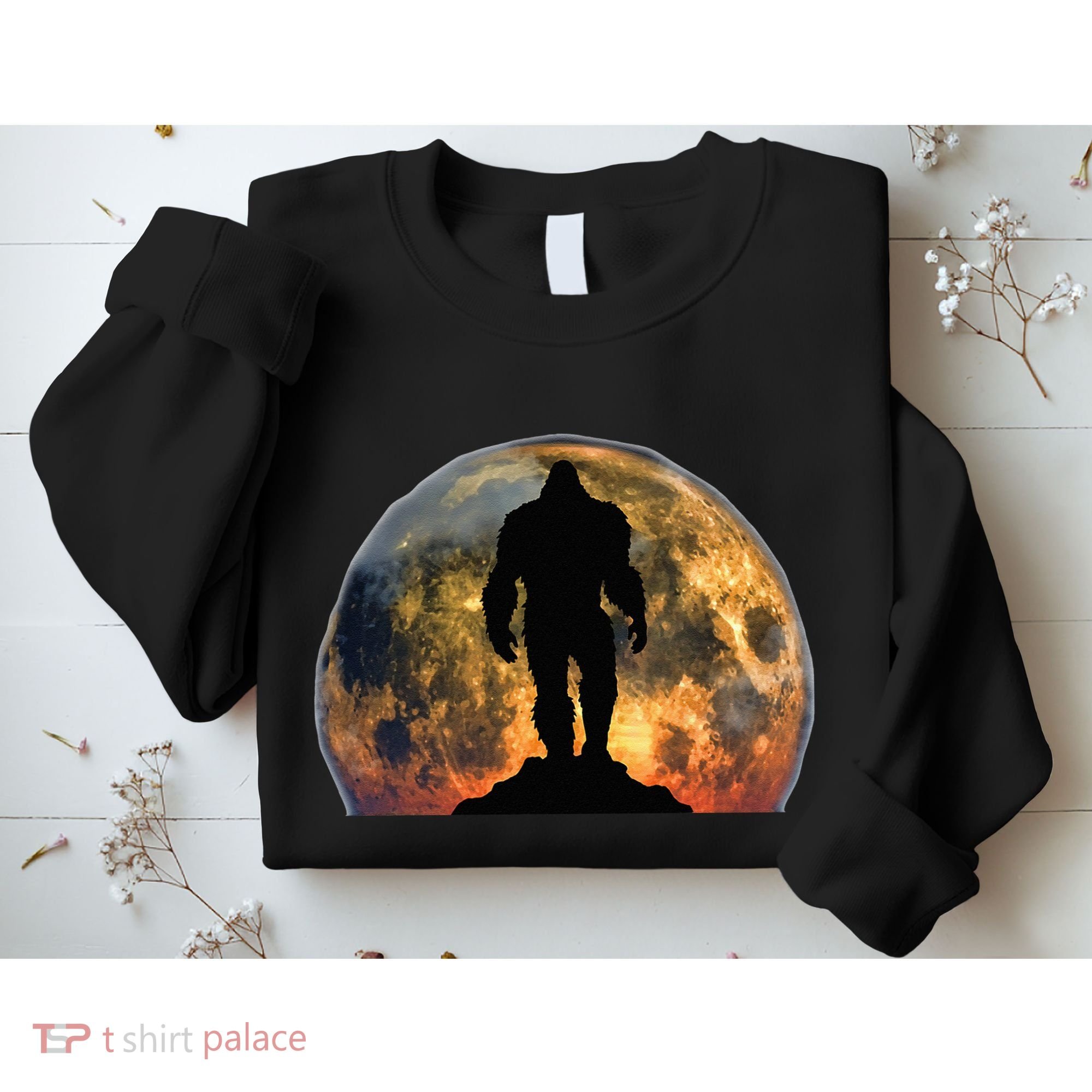 Bigfoot Believer Full Red Moon Night Sasquatch Sweatshirt