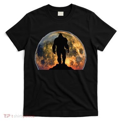 Bigfoot Believer Full Red Moon Night Sasquatch T-Shirt