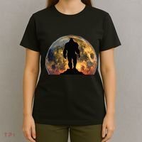 Bigfoot Believer Full Red Moon Night Sasquatch T-Shirt thumb 4