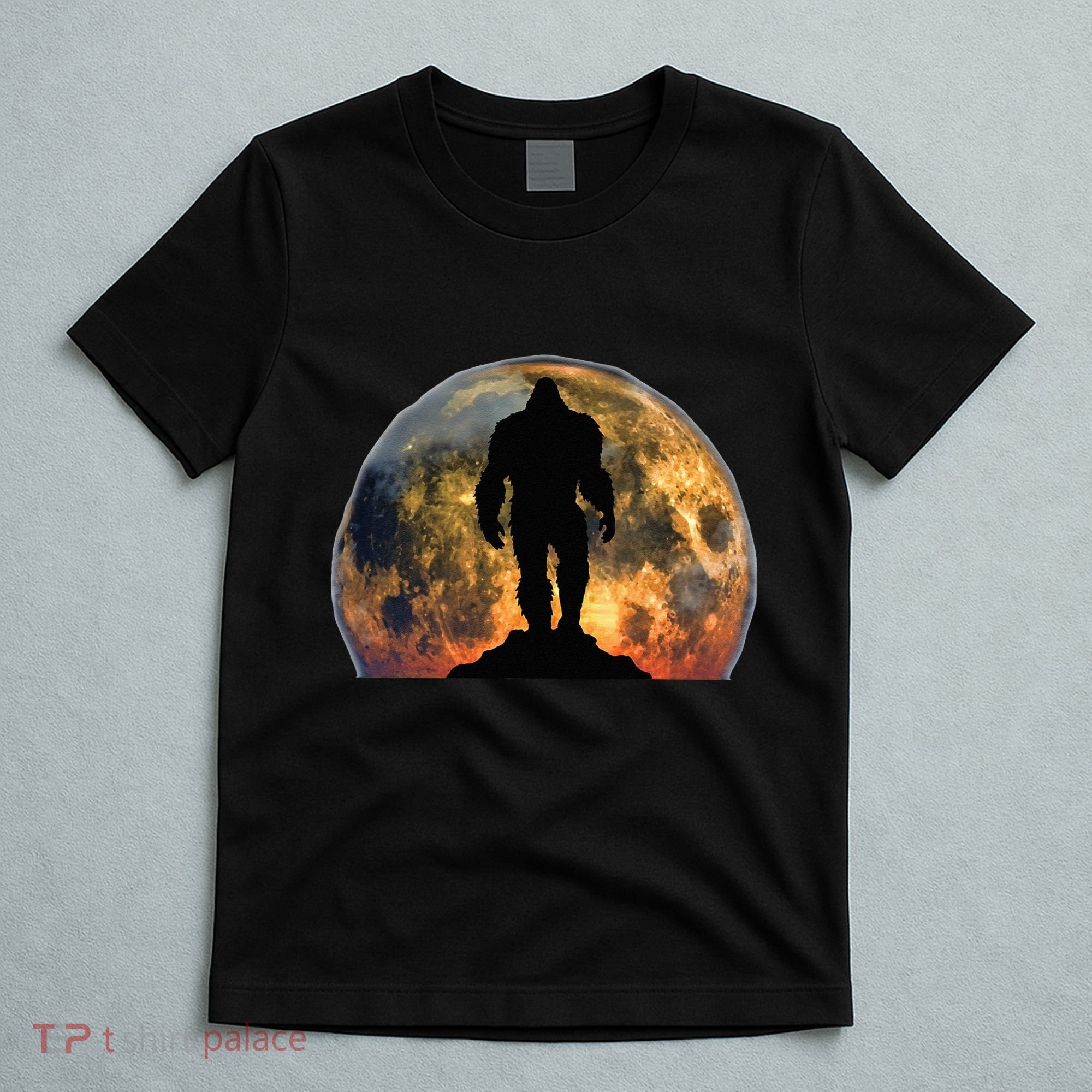 Bigfoot Believer Full Red Moon Night Sasquatch T-Shirt