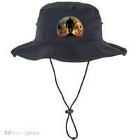 Bigfoot Believer Full Red Moon Night Sasquatch Bucket Hat thumb 0