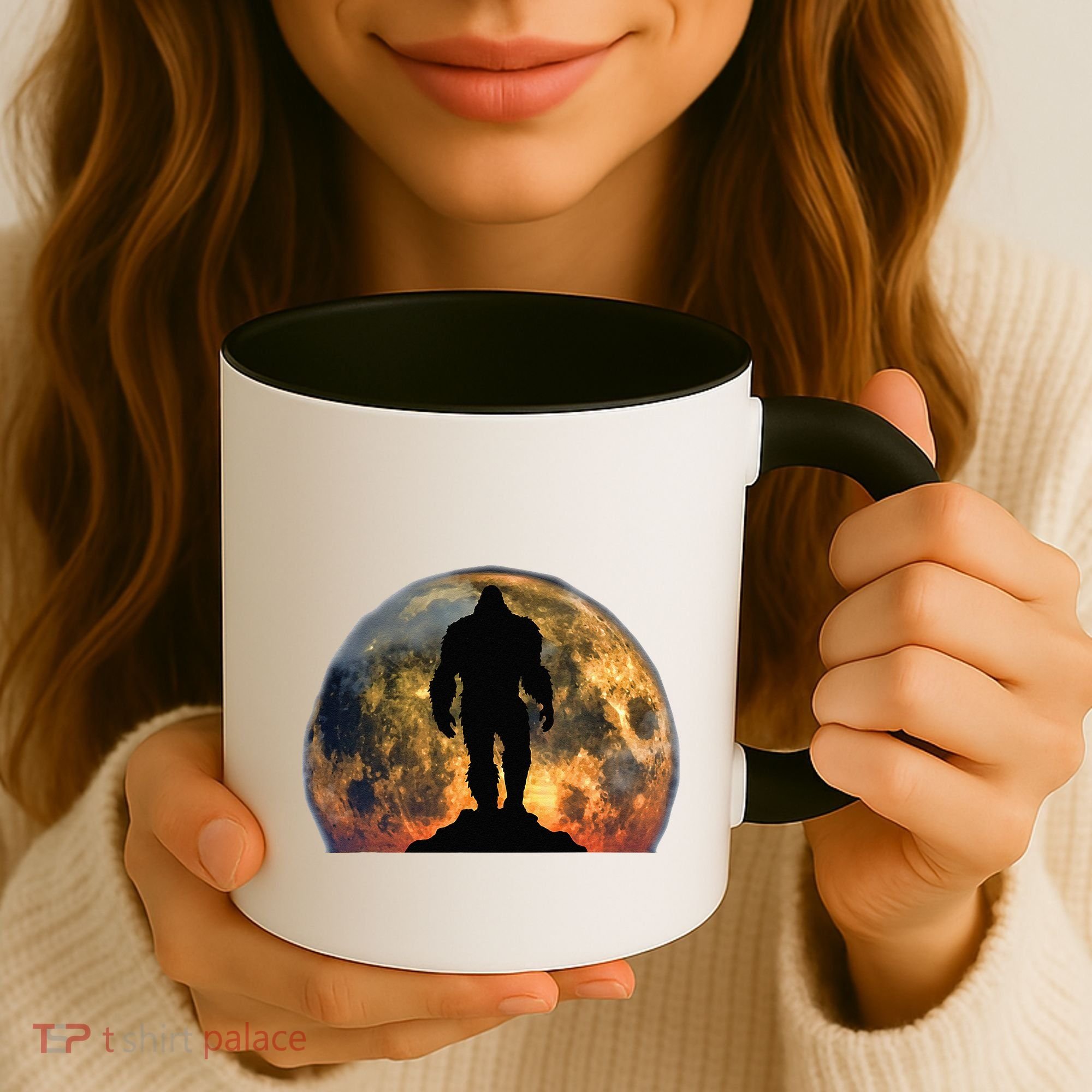 Bigfoot Believer Full Red Moon Night Sasquatch Coffee Mug