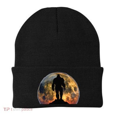Bigfoot Believer Full Red Moon Night Sasquatch Beanie