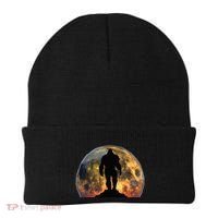 Bigfoot Believer Full Red Moon Night Sasquatch Beanie thumb 0