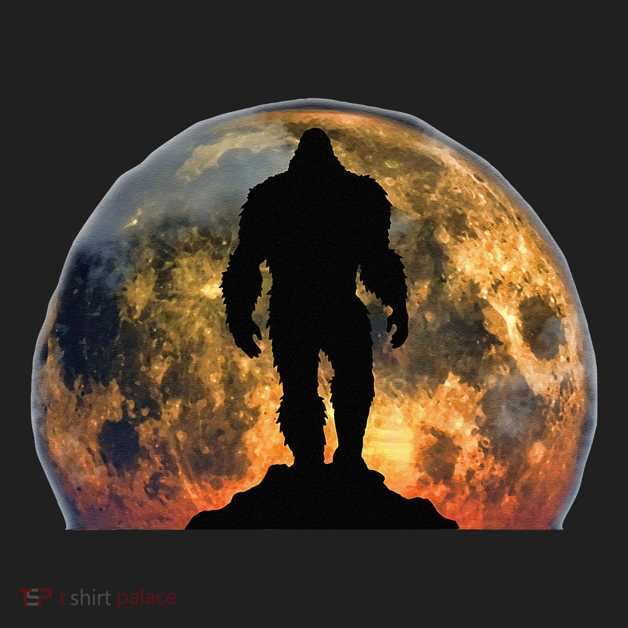 Bigfoot Believer Full Red Moon Night Sasquatch Beanie