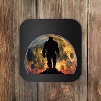 Bigfoot Believer Full Red Moon Night Sasquatch Coaster thumb 0