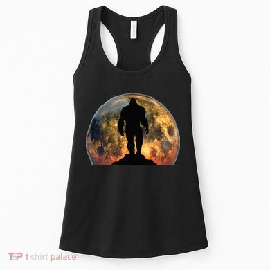 Bigfoot Believer Full Red Moon Night Sasquatch Women's Tank Top