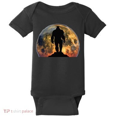 Bigfoot Believer Full Red Moon Night Sasquatch Baby Bodysuit