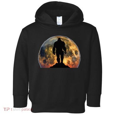 Bigfoot Believer Full Red Moon Night Sasquatch Toddler Hoodie