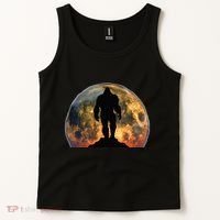Bigfoot Believer Full Red Moon Night Sasquatch Tank Top thumb 2