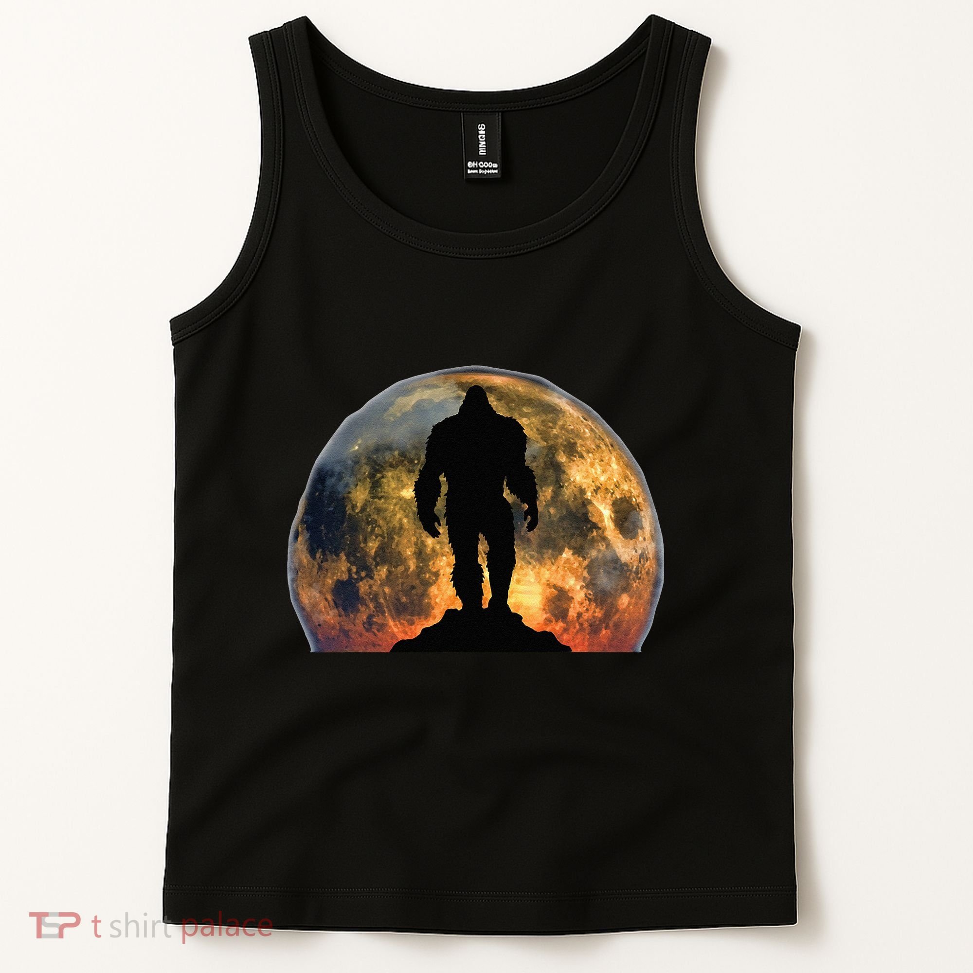 Bigfoot Believer Full Red Moon Night Sasquatch Tank Top