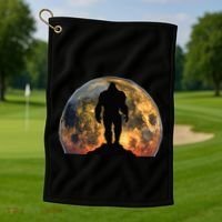 Bigfoot Believer Full Red Moon Night Sasquatch Golf Towel thumb 1