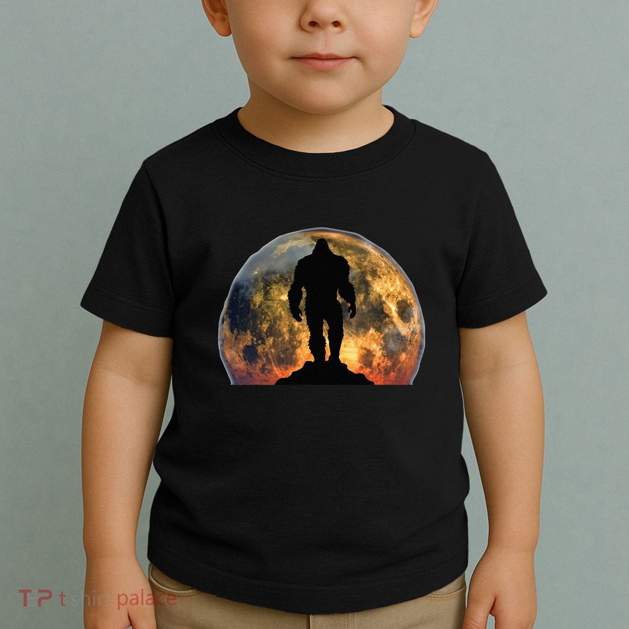 Bigfoot Believer Full Red Moon Night Sasquatch Toddler T-Shirt