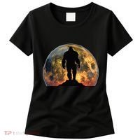 Bigfoot Believer Full Red Moon Night Sasquatch Women's T-Shirt thumb 0