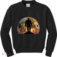 Bigfoot Believer Full Red Moon Night Sasquatch Kids Sweatshirt thumb 0
