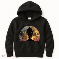 Bigfoot Believer Full Red Moon Night Sasquatch Kids Hoodie thumb 0