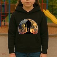 Bigfoot Believer Full Red Moon Night Sasquatch Kids Hoodie thumb 3