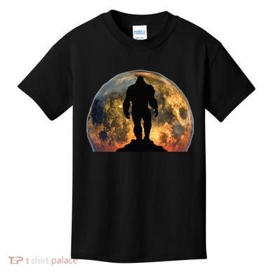 Bigfoot Believer Full Red Moon Night Sasquatch Kids T-Shirt