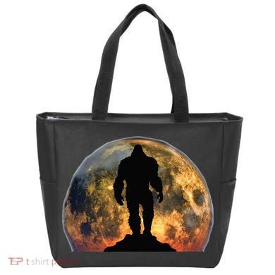 Bigfoot Believer Full Red Moon Night Sasquatch Tote Bag