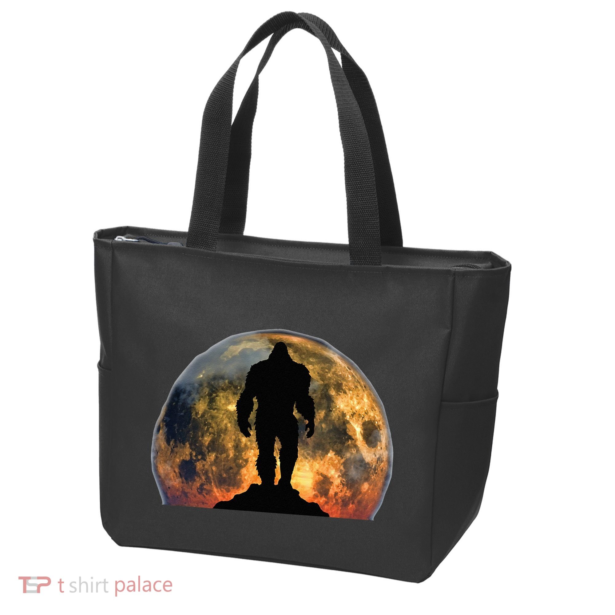 Bigfoot Believer Full Red Moon Night Sasquatch Tote Bag