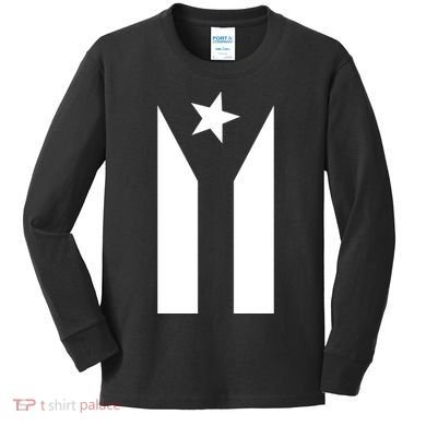 Black Boricua Flag Protest Kids Long Sleeve Shirt